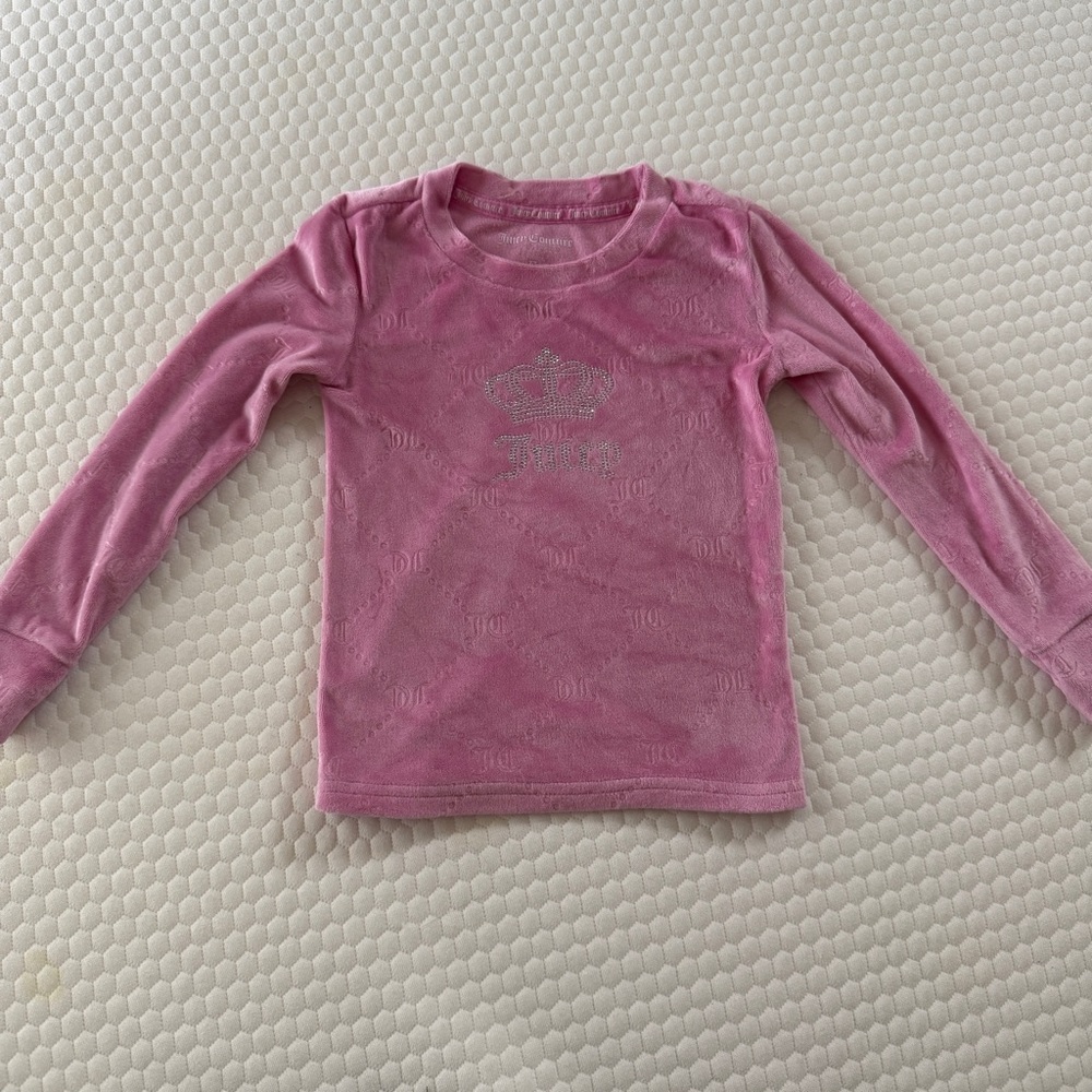 JUICY COUTURE girls pink velour crystal crown long sleeve top size 3T